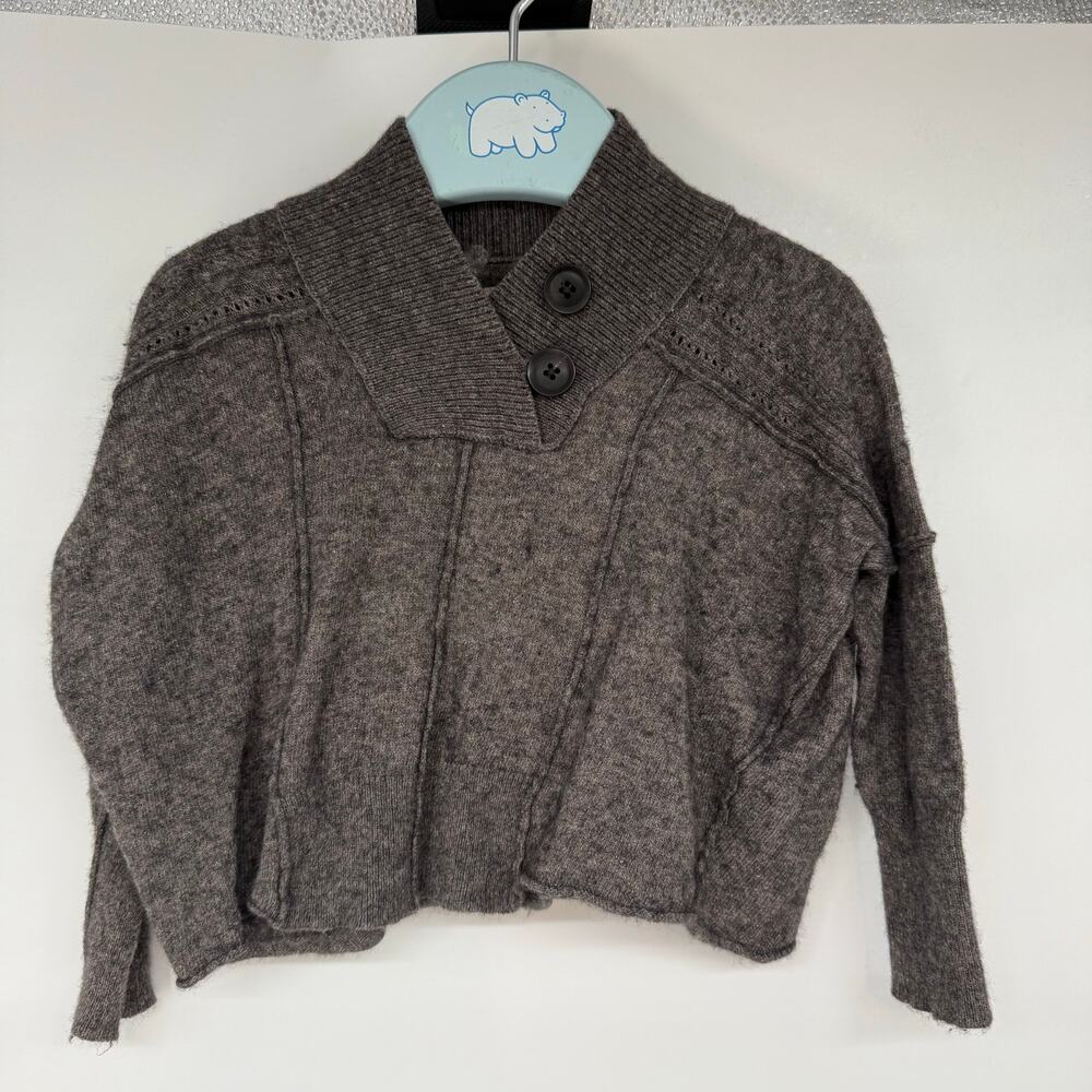 All Saints Crossover Neck Sweater Kids Sze 2Y Gray Lambswool Blend Kidcore